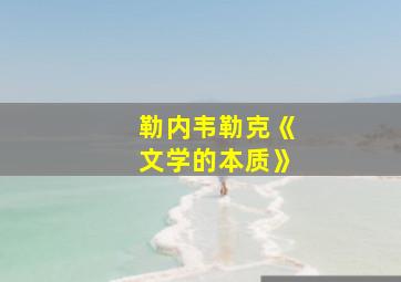 勒内韦勒克《文学的本质》