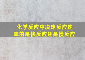 化学反应中决定反应速率的是快反应还是慢反应