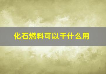 化石燃料可以干什么用