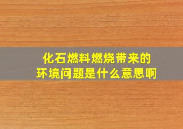 化石燃料燃烧带来的环境问题是什么意思啊