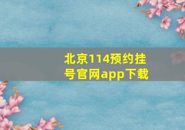 北京114预约挂号官网app下载