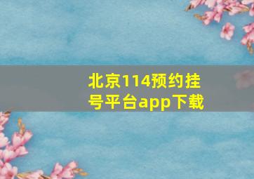 北京114预约挂号平台app下载