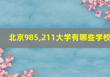 北京985,211大学有哪些学校