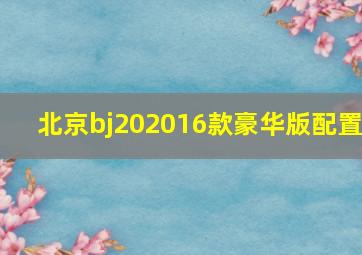 北京bj202016款豪华版配置