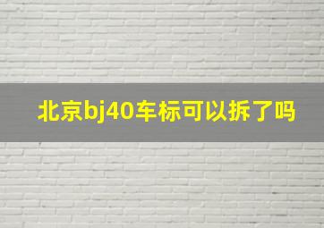 北京bj40车标可以拆了吗