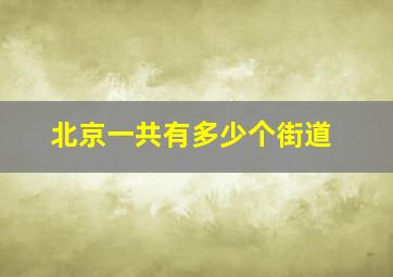 北京一共有多少个街道