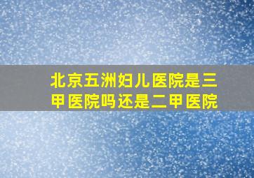 北京五洲妇儿医院是三甲医院吗还是二甲医院