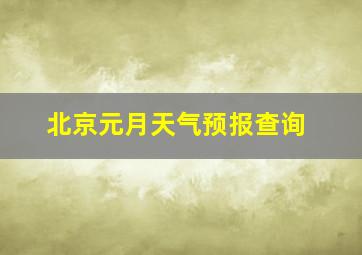 北京元月天气预报查询