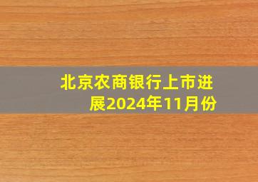 北京农商银行上市进展2024年11月份