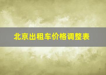 北京出租车价格调整表