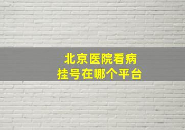 北京医院看病挂号在哪个平台