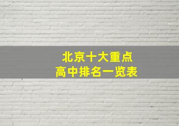 北京十大重点高中排名一览表