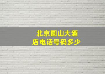 北京圆山大酒店电话号码多少