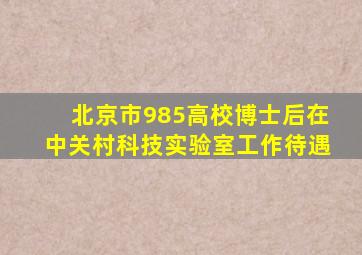 北京市985高校博士后在中关村科技实验室工作待遇