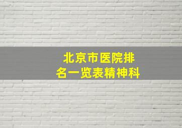 北京市医院排名一览表精神科