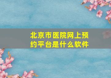 北京市医院网上预约平台是什么软件