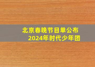 北京春晚节目单公布2024年时代少年团