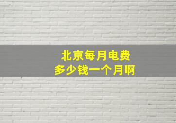 北京每月电费多少钱一个月啊