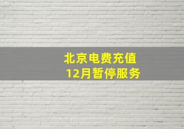 北京电费充值12月暂停服务