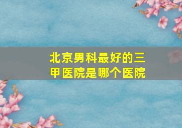 北京男科最好的三甲医院是哪个医院