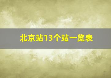 北京站13个站一览表