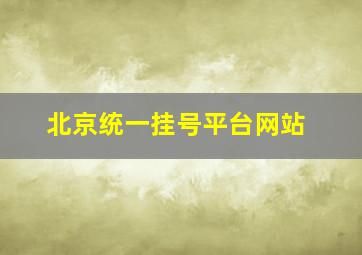 北京统一挂号平台网站