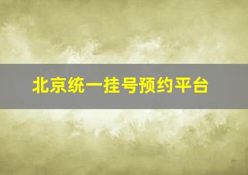 北京统一挂号预约平台