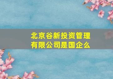 北京谷新投资管理有限公司是国企么