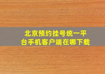 北京预约挂号统一平台手机客户端在哪下载