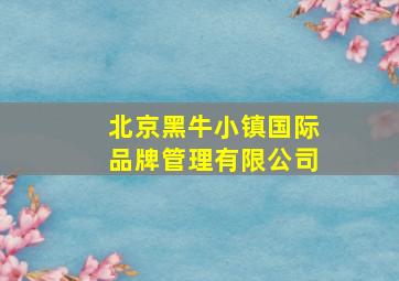 北京黑牛小镇国际品牌管理有限公司