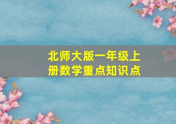 北师大版一年级上册数学重点知识点