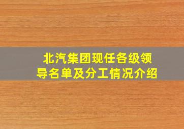 北汽集团现任各级领导名单及分工情况介绍