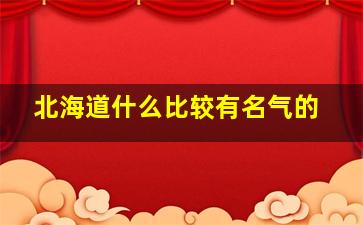 北海道什么比较有名气的