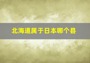 北海道属于日本哪个县