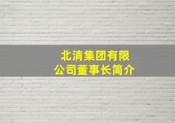 北清集团有限公司董事长简介