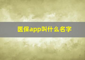 医保app叫什么名字