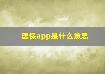 医保app是什么意思