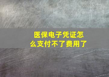 医保电子凭证怎么支付不了费用了