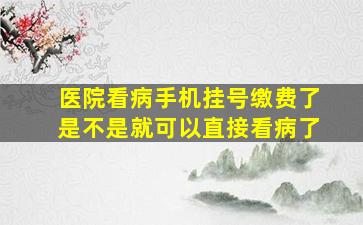 医院看病手机挂号缴费了是不是就可以直接看病了