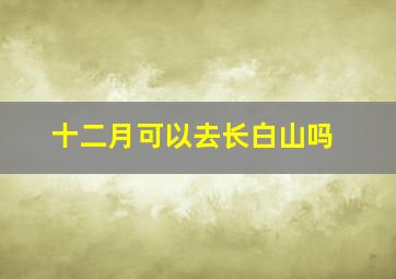 十二月可以去长白山吗