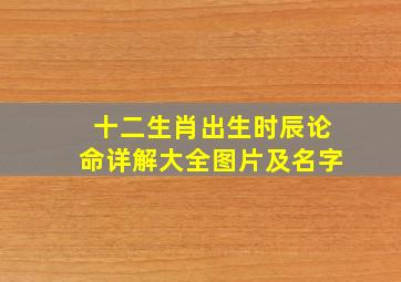 十二生肖出生时辰论命详解大全图片及名字