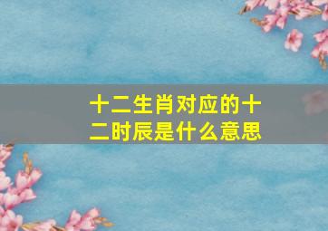 十二生肖对应的十二时辰是什么意思