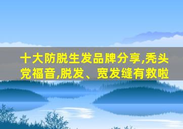 十大防脱生发品牌分享,秃头党福音,脱发、宽发缝有救啦