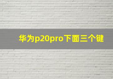 华为p20pro下面三个键