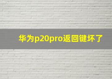 华为p20pro返回键坏了