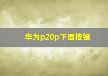 华为p20p下面按键