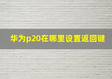 华为p20在哪里设置返回键