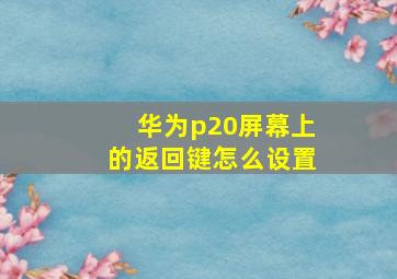 华为p20屏幕上的返回键怎么设置