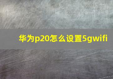 华为p20怎么设置5gwifi