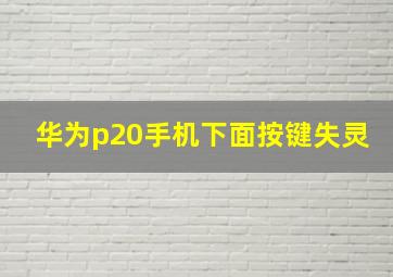 华为p20手机下面按键失灵